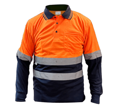 Orange Navy Polo Long Sleeve With Reflector