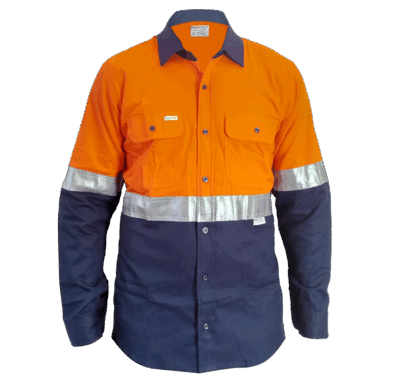 Orange Navy Long Sleeve With Reflector Cool And Comfort Shirts (Ventilated)