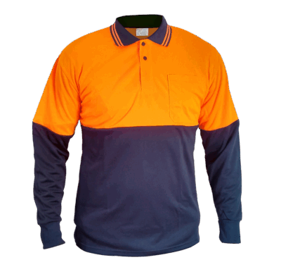 Orange Navy Polo Long Sleeve