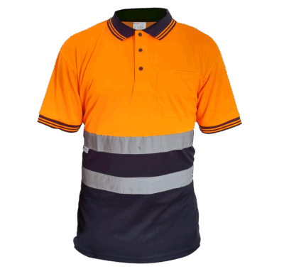 Orange Navy Polo Short Sleeve With Reflector