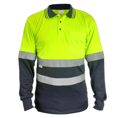 Yellow Navy Polo Long Sleeve With Reflector